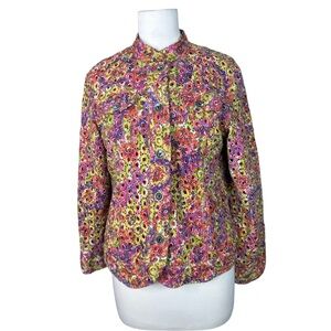 Chico’s Lined Eyelet Cotton Colorful Blazer Jacket Size 2/Large